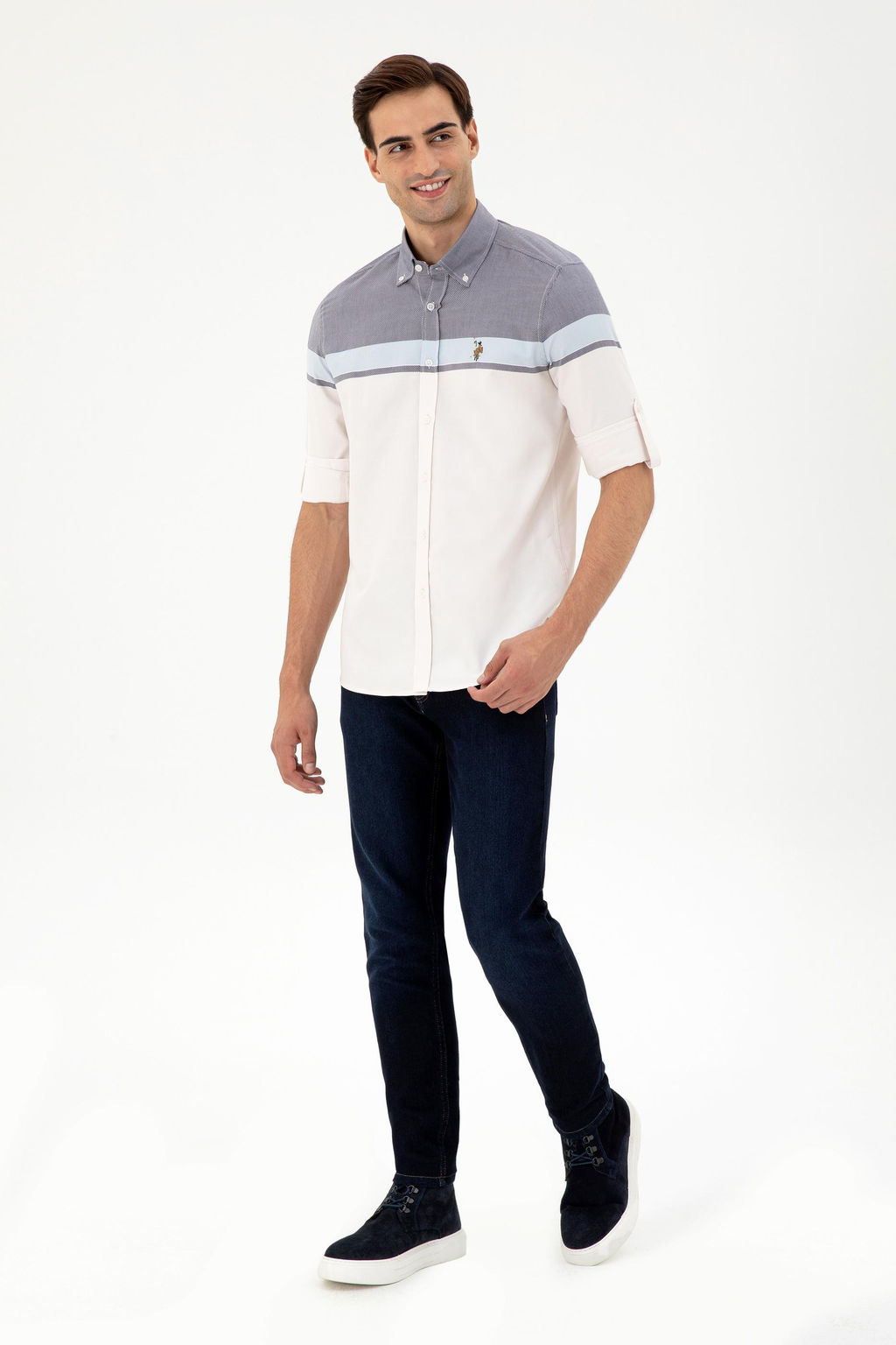 Мужская темно-синяя рубашка с длинным рукавом Неожиданная скидка в корзине - U.s. polo assn фото 4