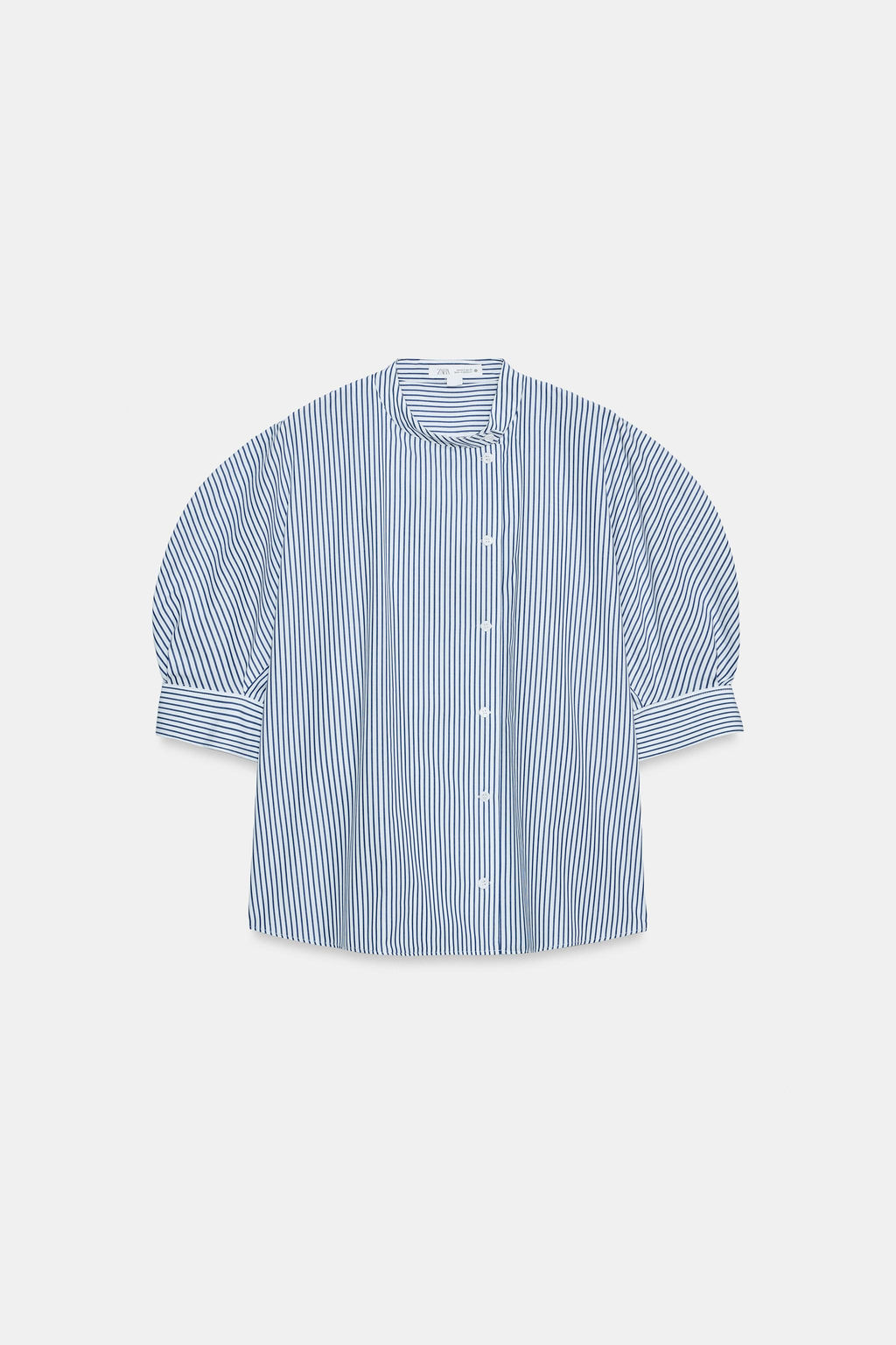 CAMISA POPEL?N BOTONES ZW COLLECTION / Azul / Blanco - Zara фото 5