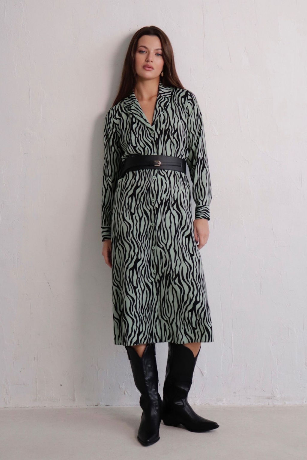 Платье-рубашка с английским воротником принт - Martichelli фото 247