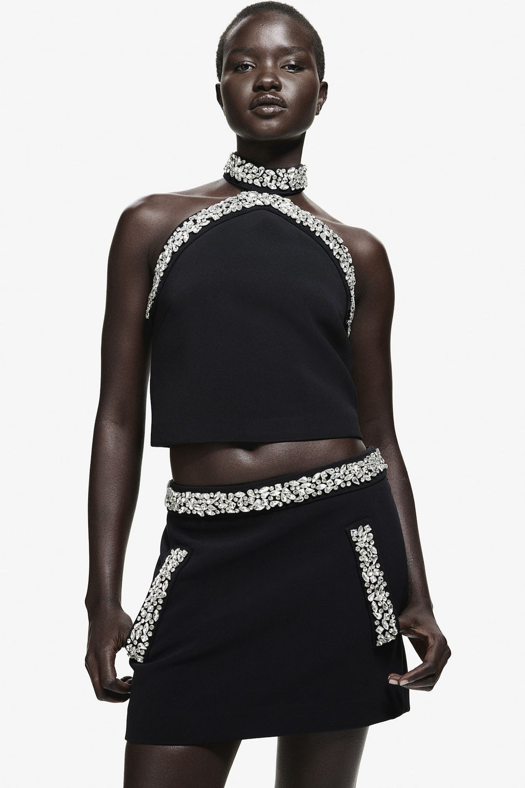 Top halter con strass