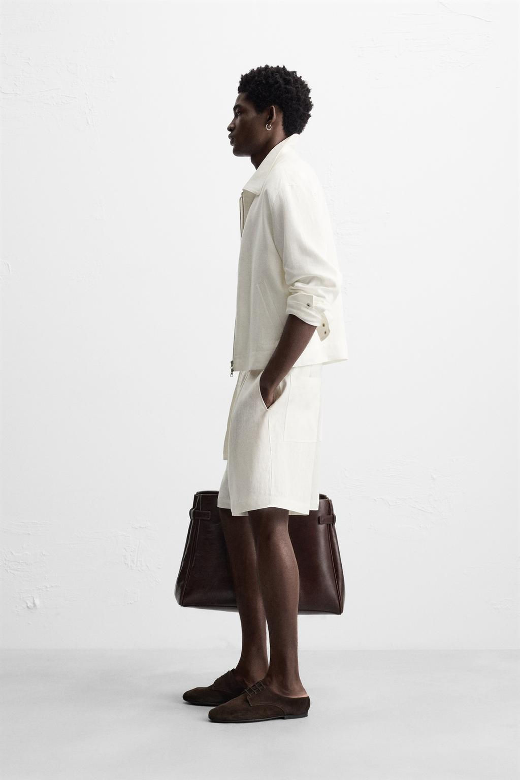 100% LINEN BERMUDA SHORTS WITH BELT - Zara фото 4