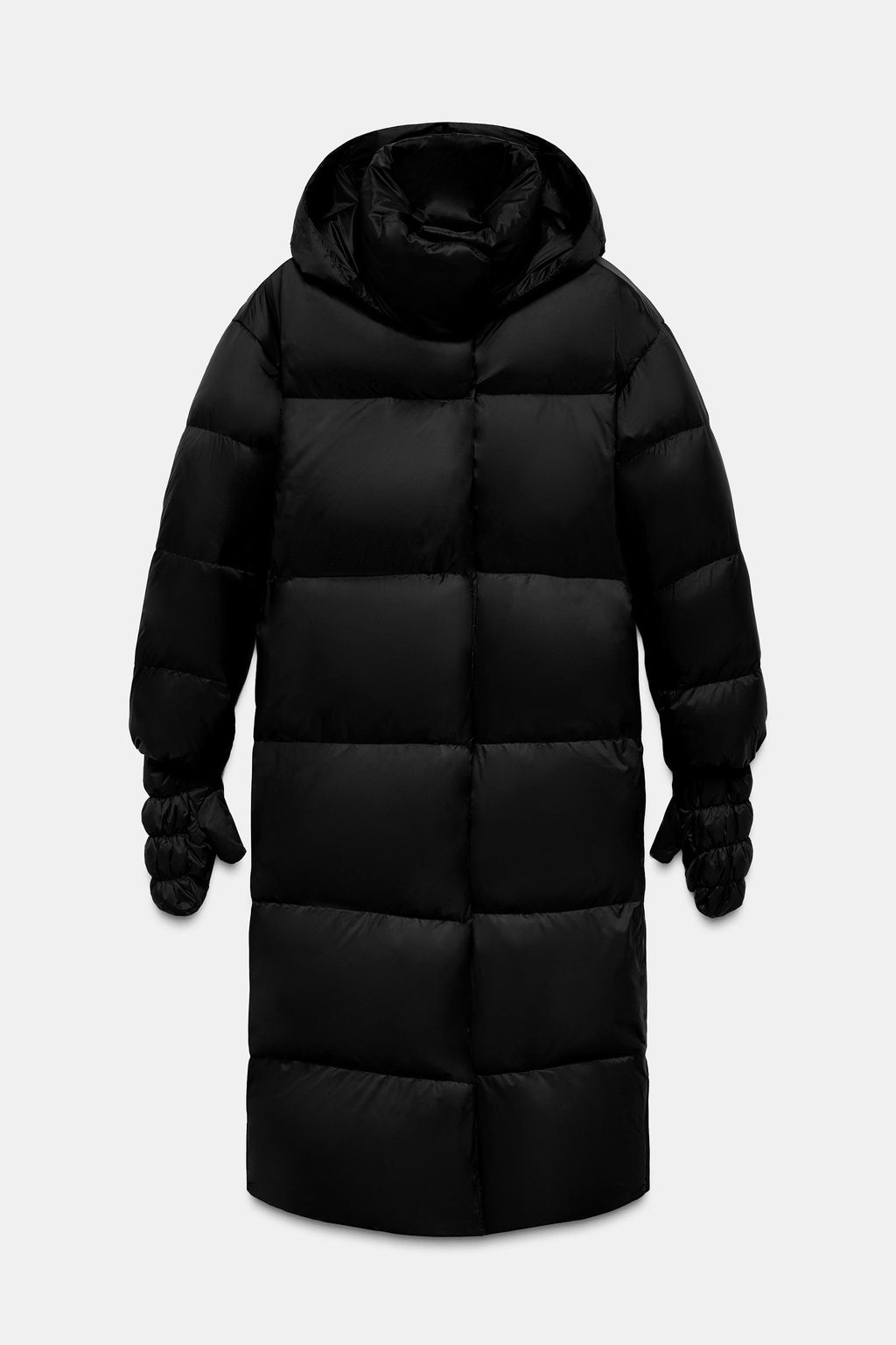 WATER-REPELLENT LONG DOWN PUFFER JACKET WITH HOODIE AND GLOVES - Zara фото 16