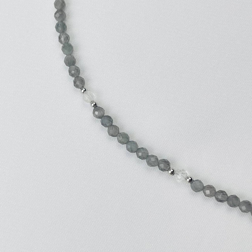 Чокер из Обсидиана, Горного Хрусталя и Говлита 38 см +