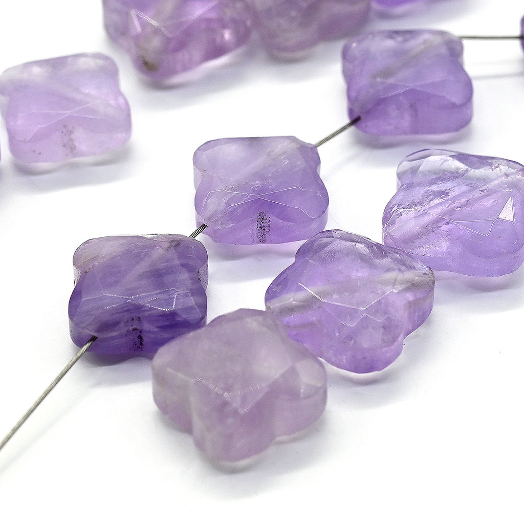 Бусина из аметиста Клевер с гранями 13*13мм, 1 шт Радуга камня