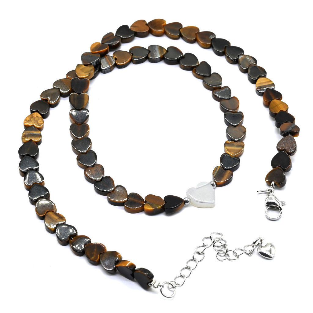 Чокер из тигрового глаза Сердце 6*6мм, 39см