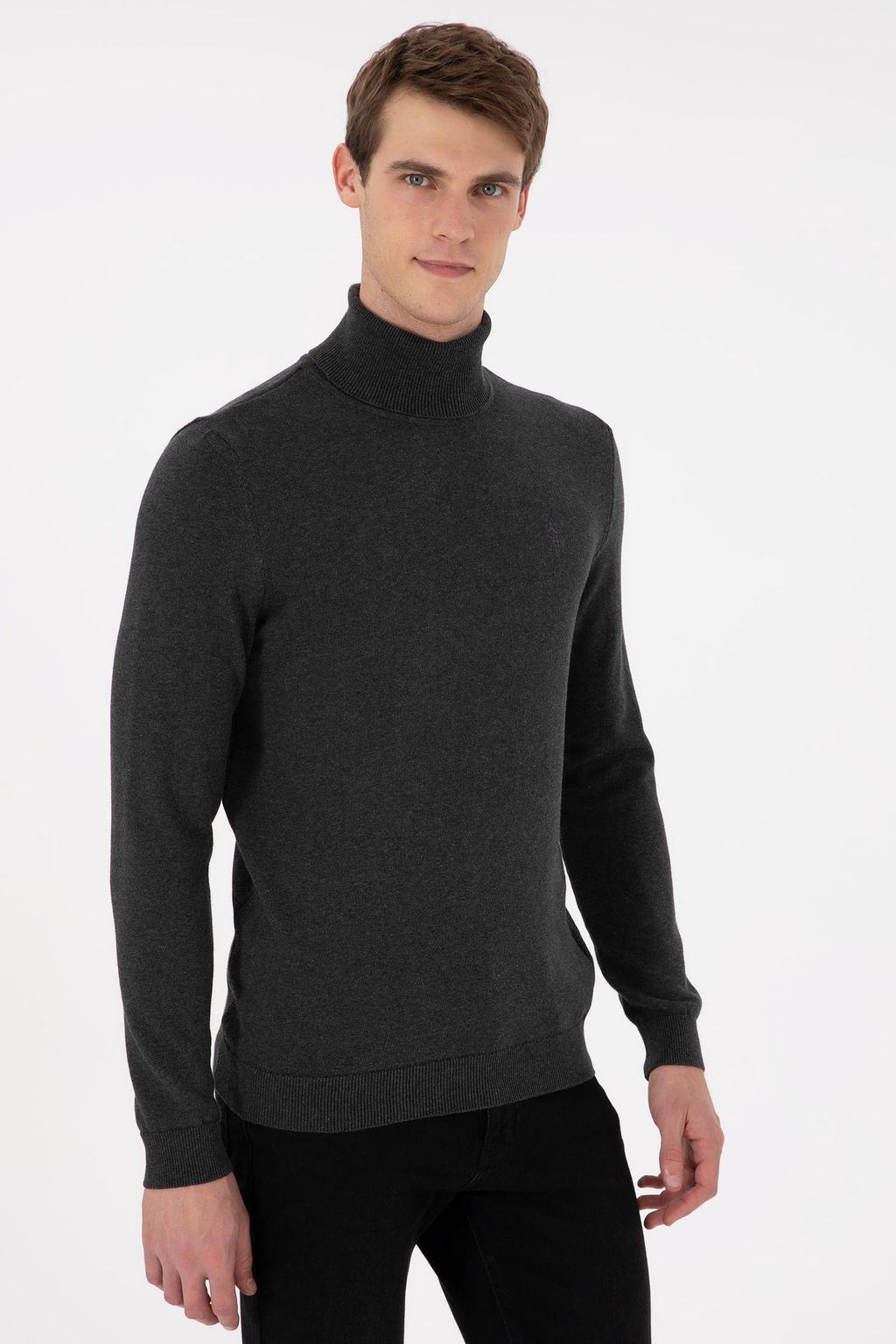 Erkek Antrasit Melanj Basic Kazak