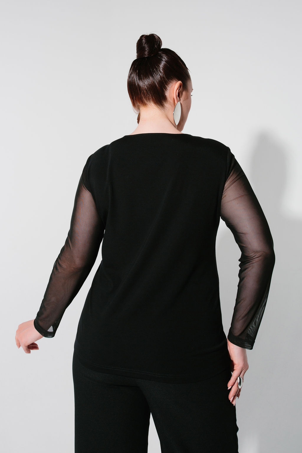 Сетка+ трикотажная вискоза лонгслив джемпер блуза