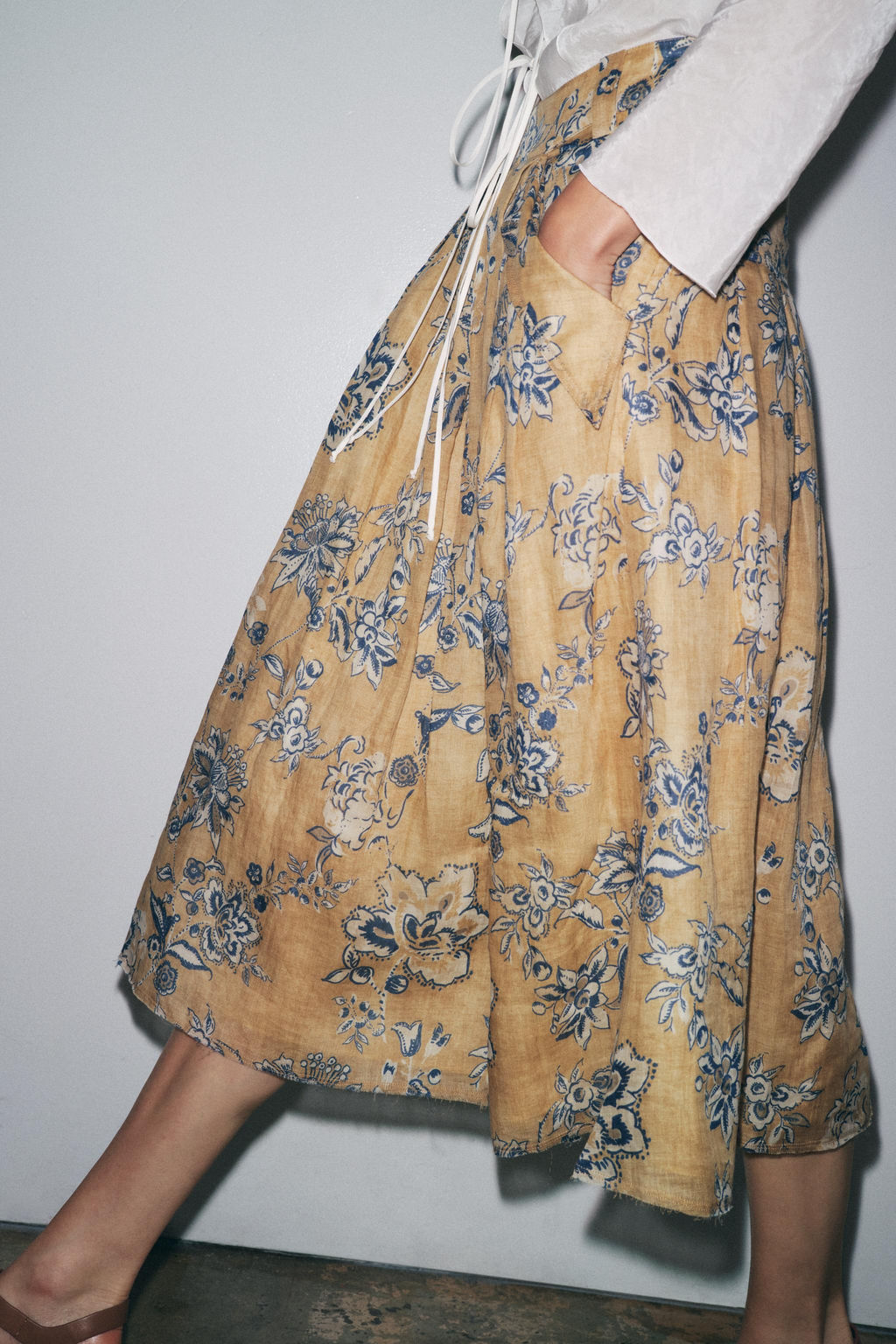 ZW COLLECTION RAMIE FLORAL PRINT SKIRT - Zara фото 8