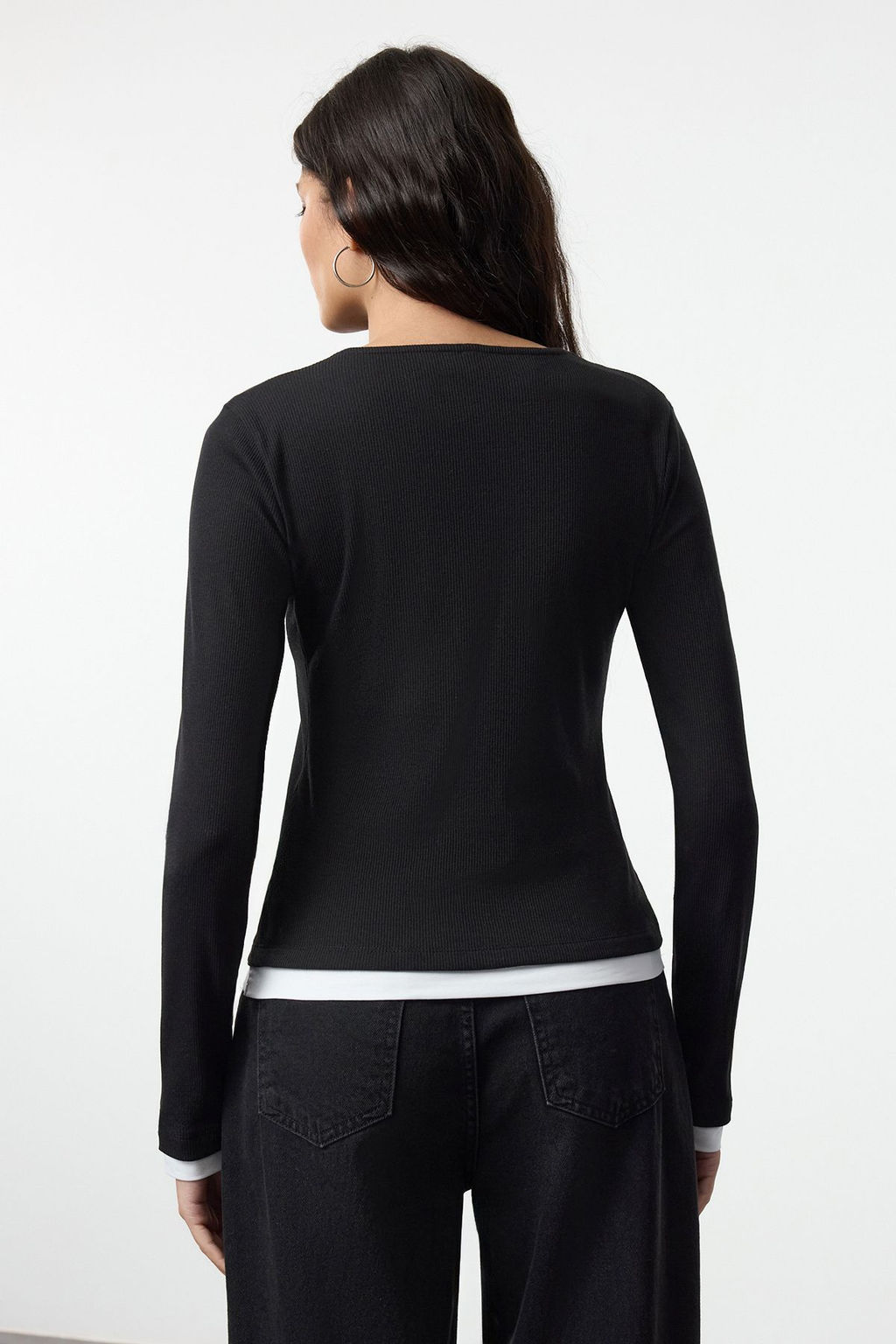 Siyah Orme Garnili Fitted/Vucuda Oturan C?tc?t Detayl? Orme Bluz TWOAW25BZ00255 - Trendyolmilla фото 5