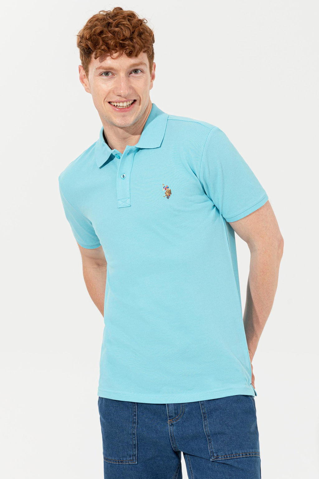 Erkek Turkuaz Polo Yaka Basic T-Shirt Sepette S_rpriz _ndirim - U.s. polo assn фото 2