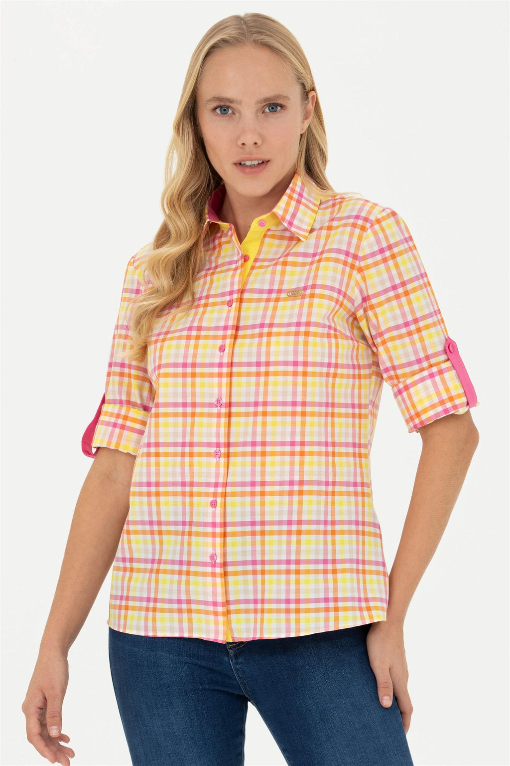 Женская розовая рубашка с длинным рукавом - U.s. polo assn фото 7