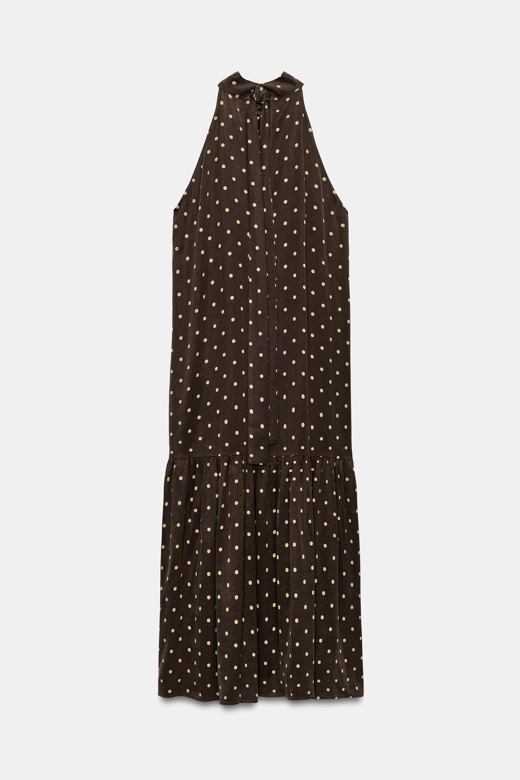 VESTIDO HALTER LUNARES ZW COLLECTION / Marr?n / Crudo - Zara фото 6