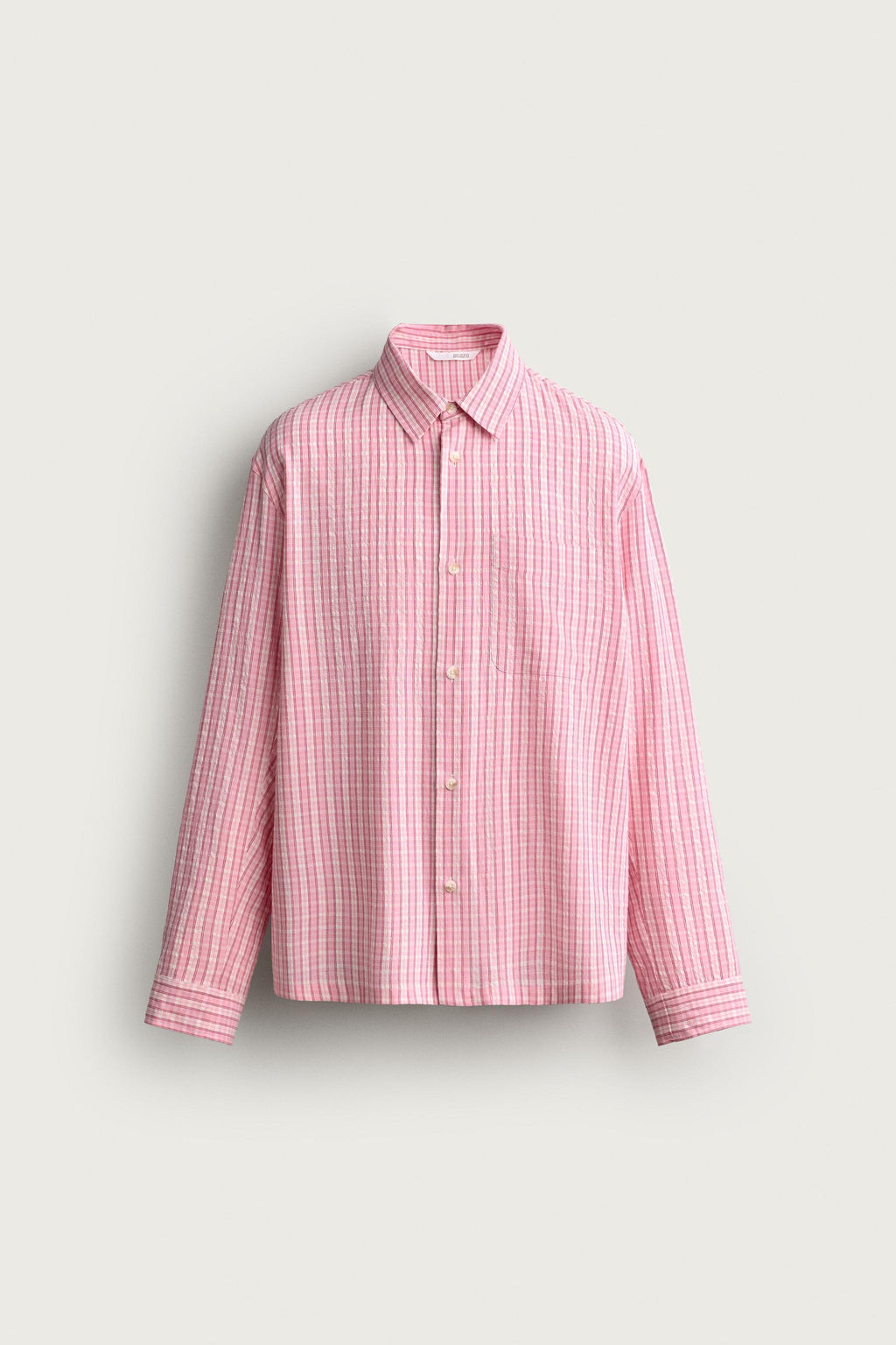 CAMISA RELAXED FIT CUADROS TEXTURA / Rosa - Zara фото 6