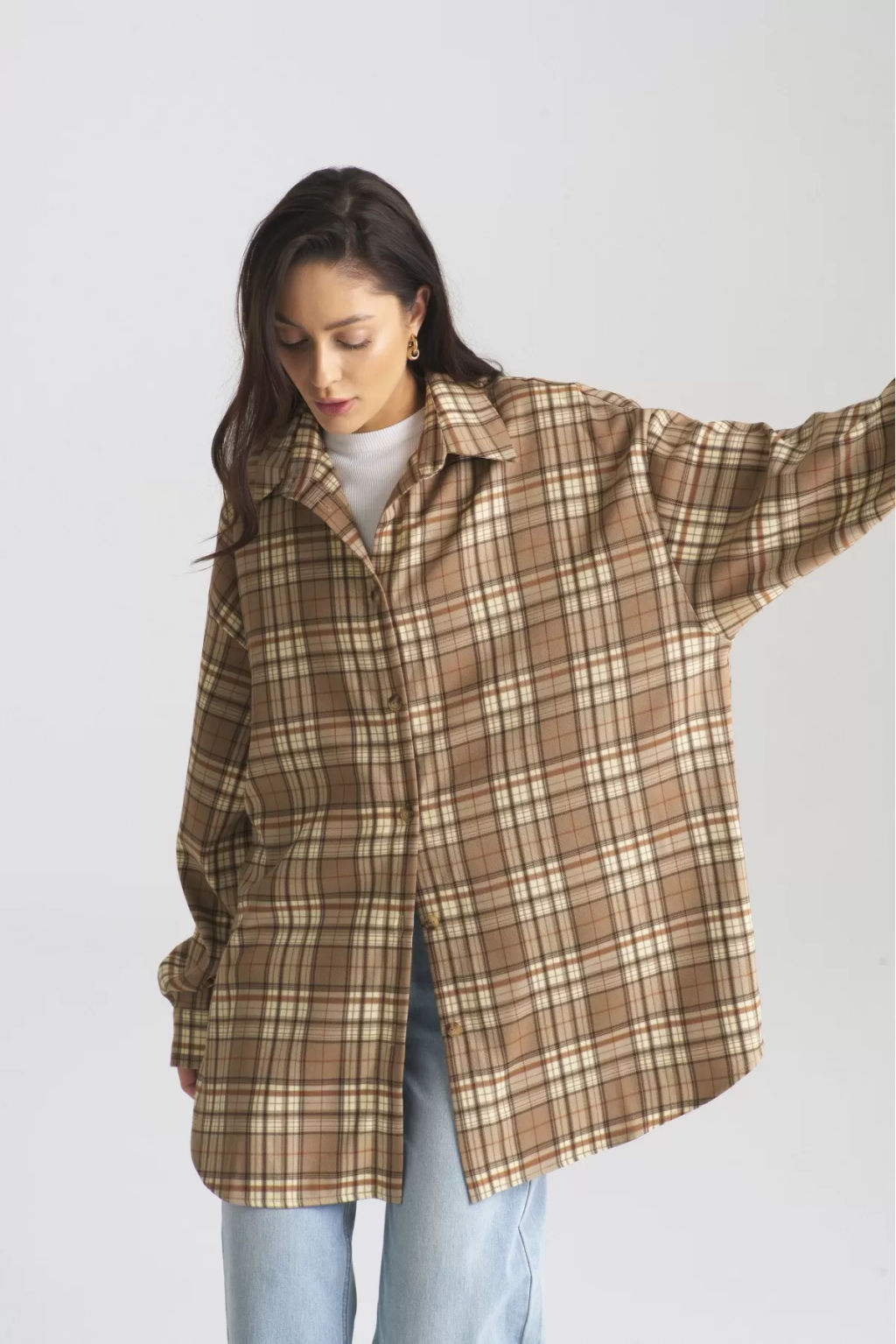 Рубашка в клетку Beige - Erist store фото 6