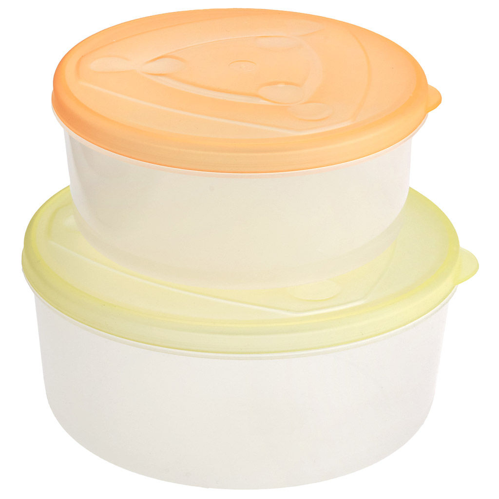 Емкость пластмассовая набор 2шт: 0,6л - д13,5см, h6см, 0,9л - д16см, h7см, полипропилен, цвета микс (Россия) - Домашняя мода фото 2