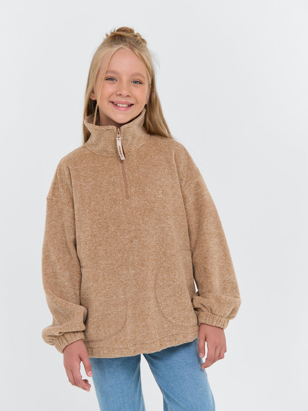 Олимпийка флисовая Бежевый меланж 7+ - Bungly фото 2