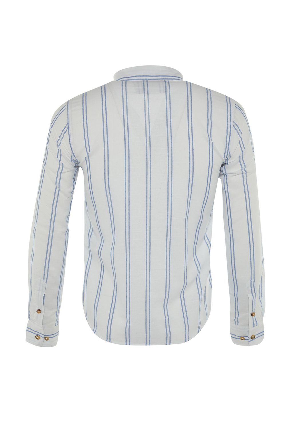 TRENDYOL MAN Beyaz Slim Fit Dugmeli Yaka Ince Cizgili Gomlek TMNSS20GO0092 - Trendyolmilla фото 8