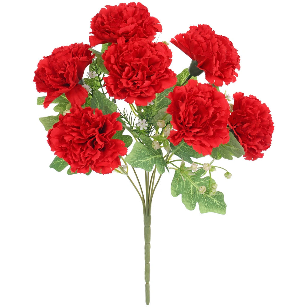 Искусственные цветы "Букет гвоздик" 35см 7 цветков красные
