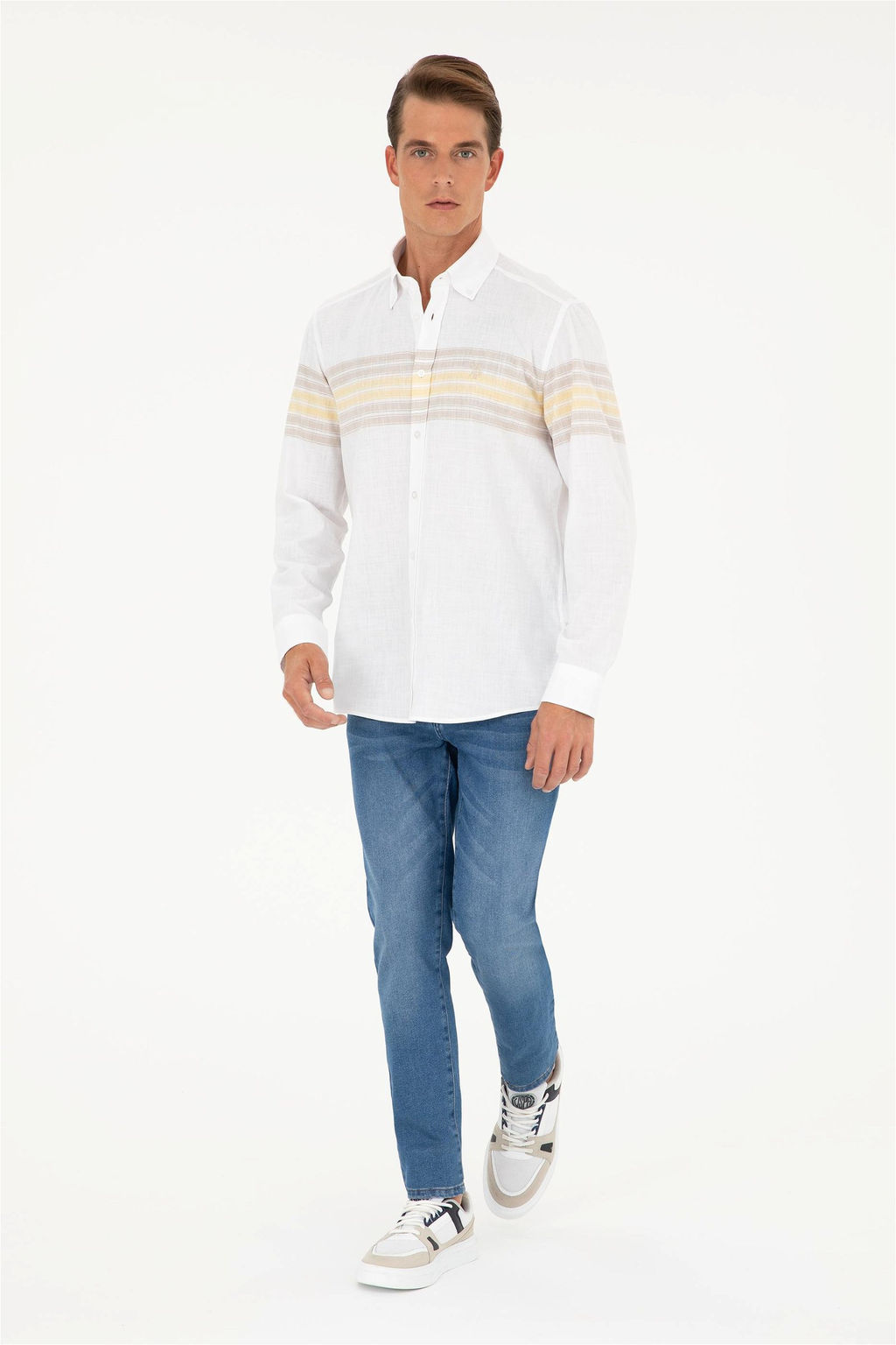 U. S. Polo Assn / Мужская рубашка цвета хаки с длинным рукавом - U.s. polo assn фото 4