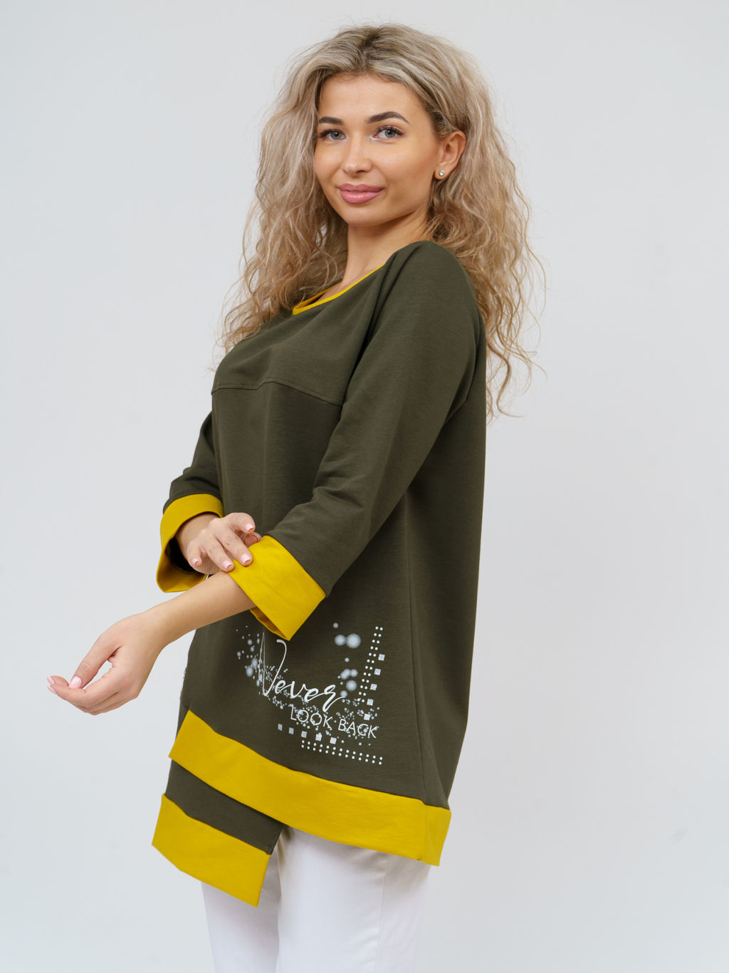 853 Туника "хаки/горчица"