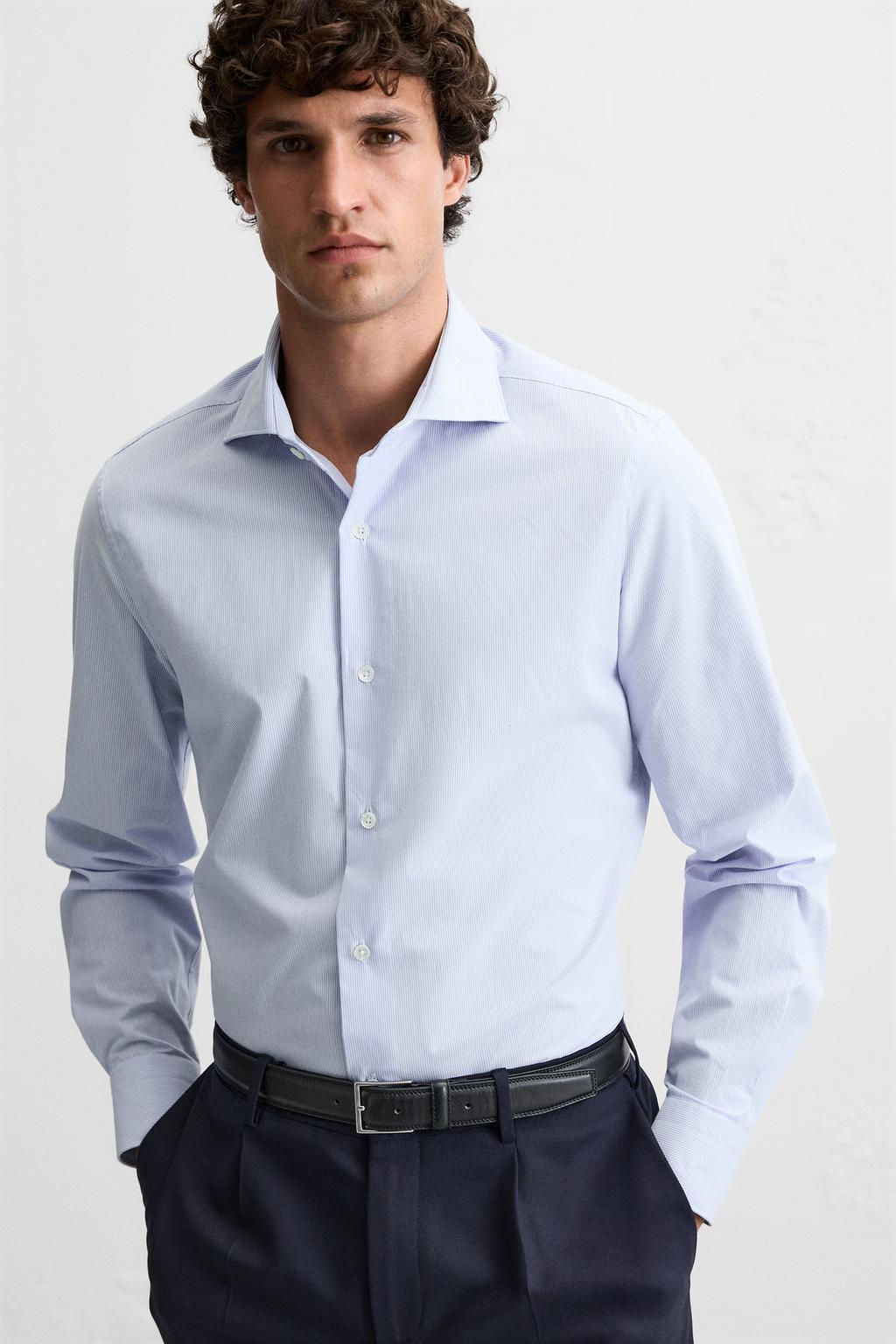 SLIM FIT STRIPED SHIRT - Zara фото 5