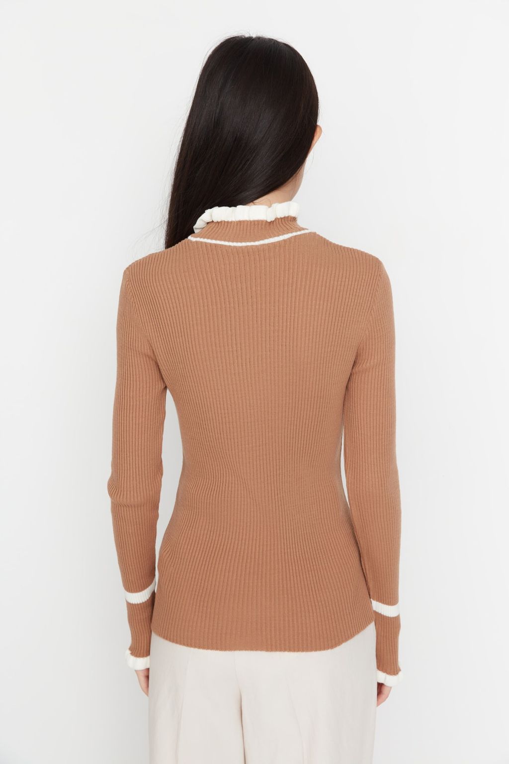 Tas Renk Bloklu Triko Kazak TWOAW22KZ1250 - Trendyolmilla фото 10