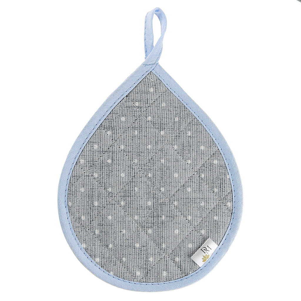 Кухонный комплект Горошек на льне: прихватка-варежка 15х30см + прихватка 20х25см форма Капелька, рогожка 171г/м2, хлопок 100%, наполнитель - ватин 280г/м2, на пластмассовом подвесе, Домашняя мода (Россия) фото 3