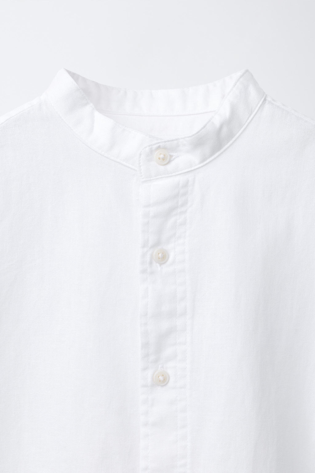 CAMISA CUELLO MAO ALGOD?N Y LINO / Blanco - Zara фото 3