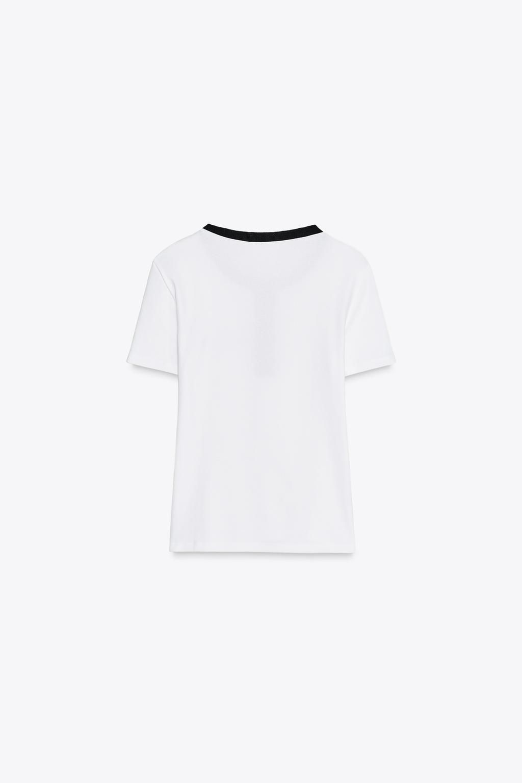 T-SHIRT WITH CONTRASTING TRIMS - Zara фото 6