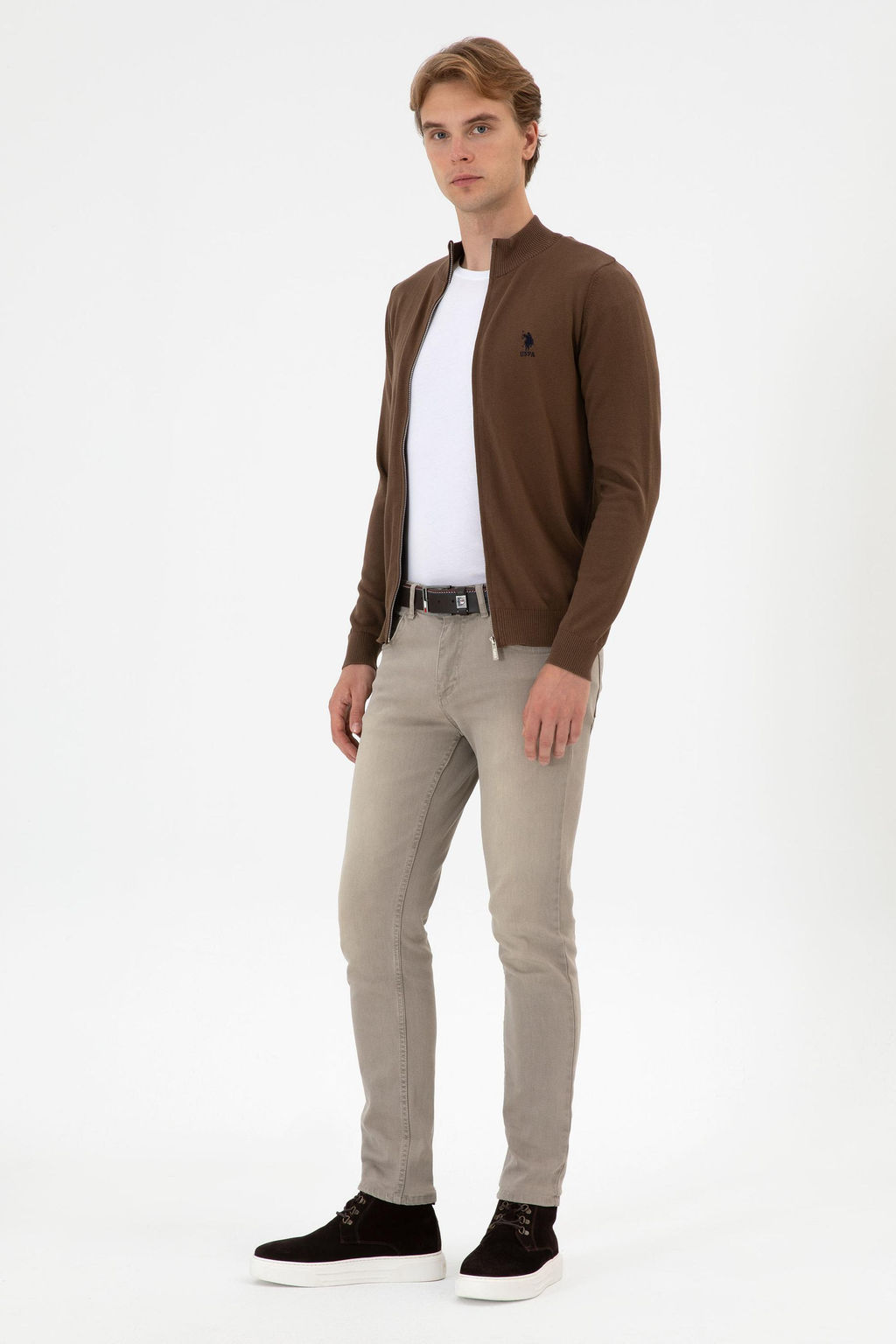 Erkek Slim Fit Kahverengi Triko H_rka - U.s. polo assn фото 4