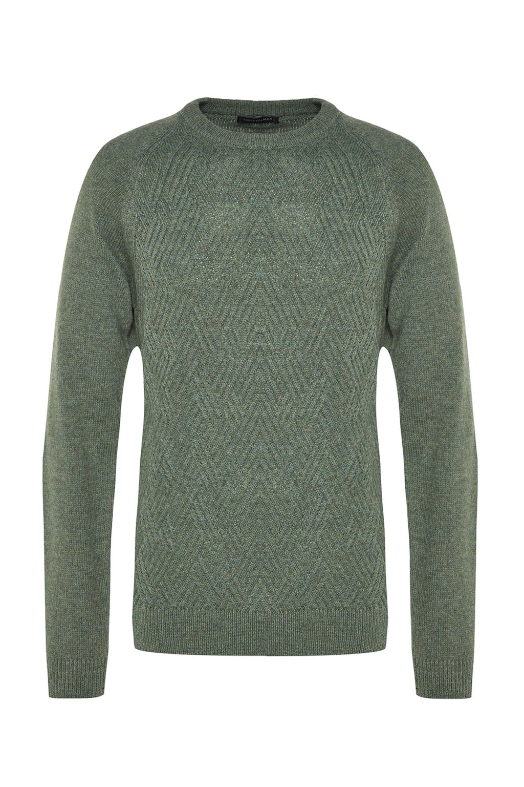 TRENDYOL MAN Gri Unisex Fit Yunlu Bisiklet Yaka Reglan Kol Dokulu Yun Kar?s?ml? Triko Kazak TMNAW22KZ0290 - Trendyolmilla фото 6