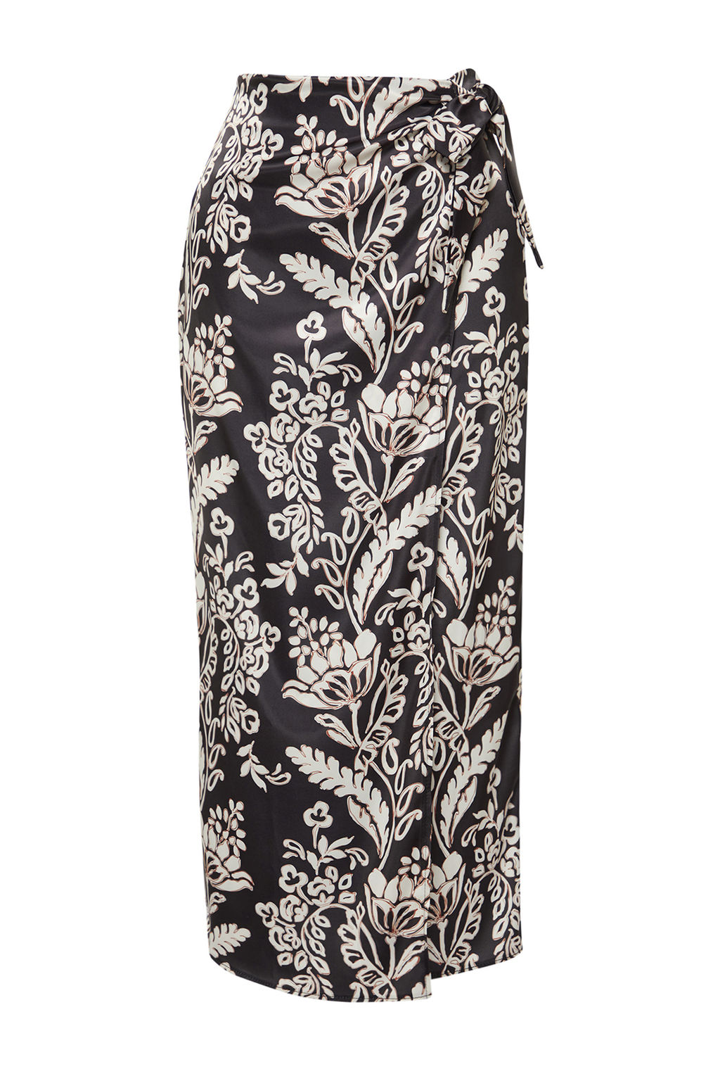 Cok Renkli Onden Baglama Detayl? Kruvaze Kapama Saten Midi Dokuma Etek TWOSS24ET00128