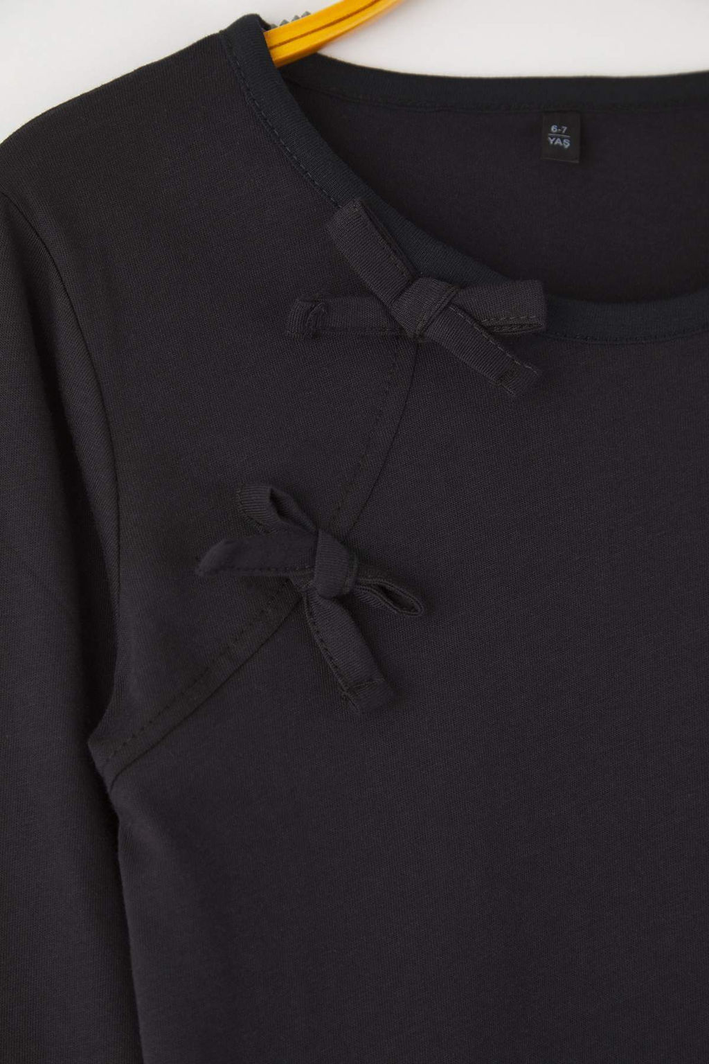 Siyah-Ekru 2li K?z Cocuk 100% Pamuk Duz Bisiklet Yaka Regular Orme T-Shirt TKDAW26TS00013 - Trendyolmilla фото 4