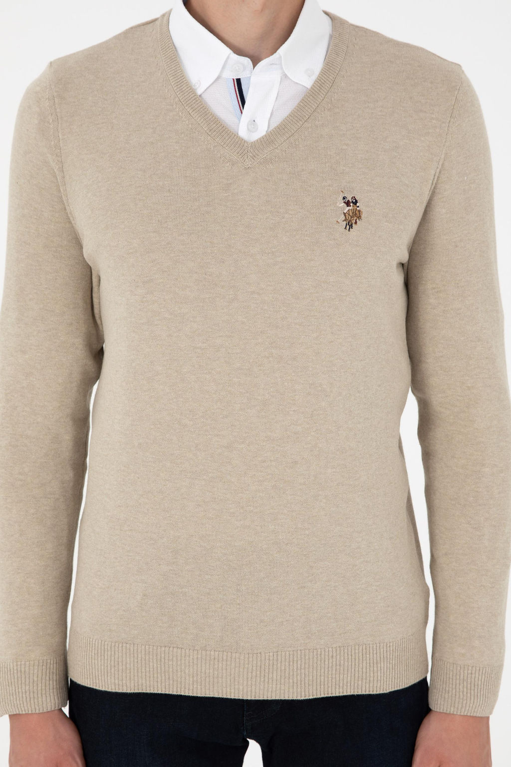 Мужской базовый свитер хаки меланжевого цвета Неожиданная скидка в корзине - U.s. polo assn фото 6