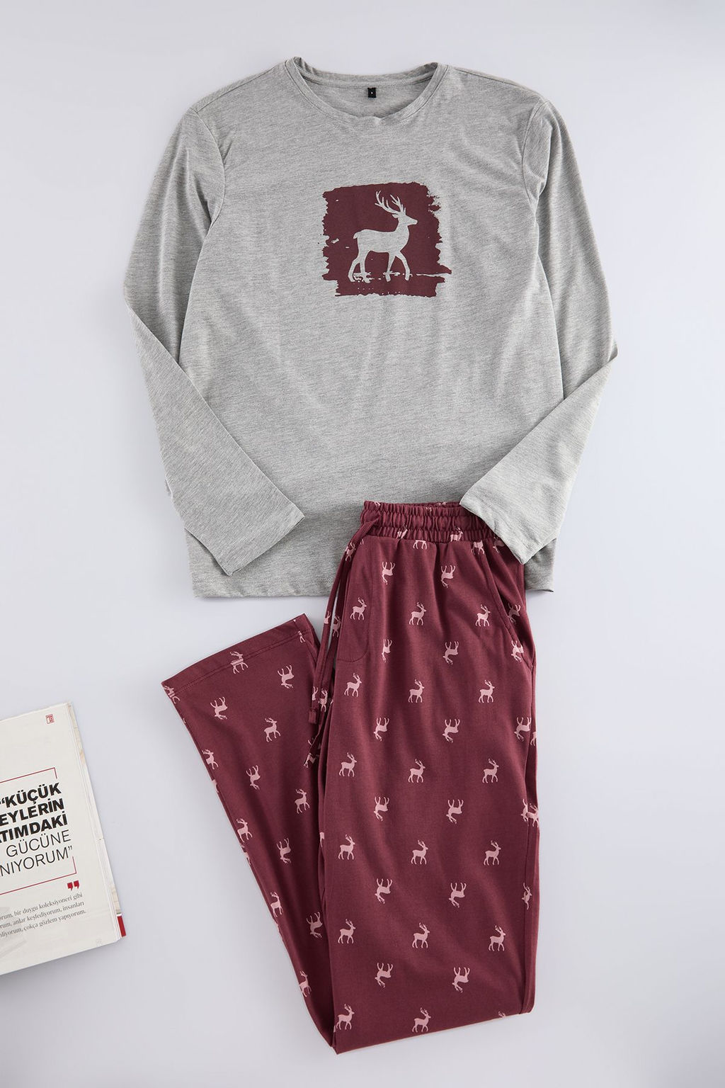 TRENDYOL MAN Lacivert Geyik Bask?l? Regular Fit Orme Pijama Tak?m? TMNAW25PT00040 - Trendyolmilla фото 4