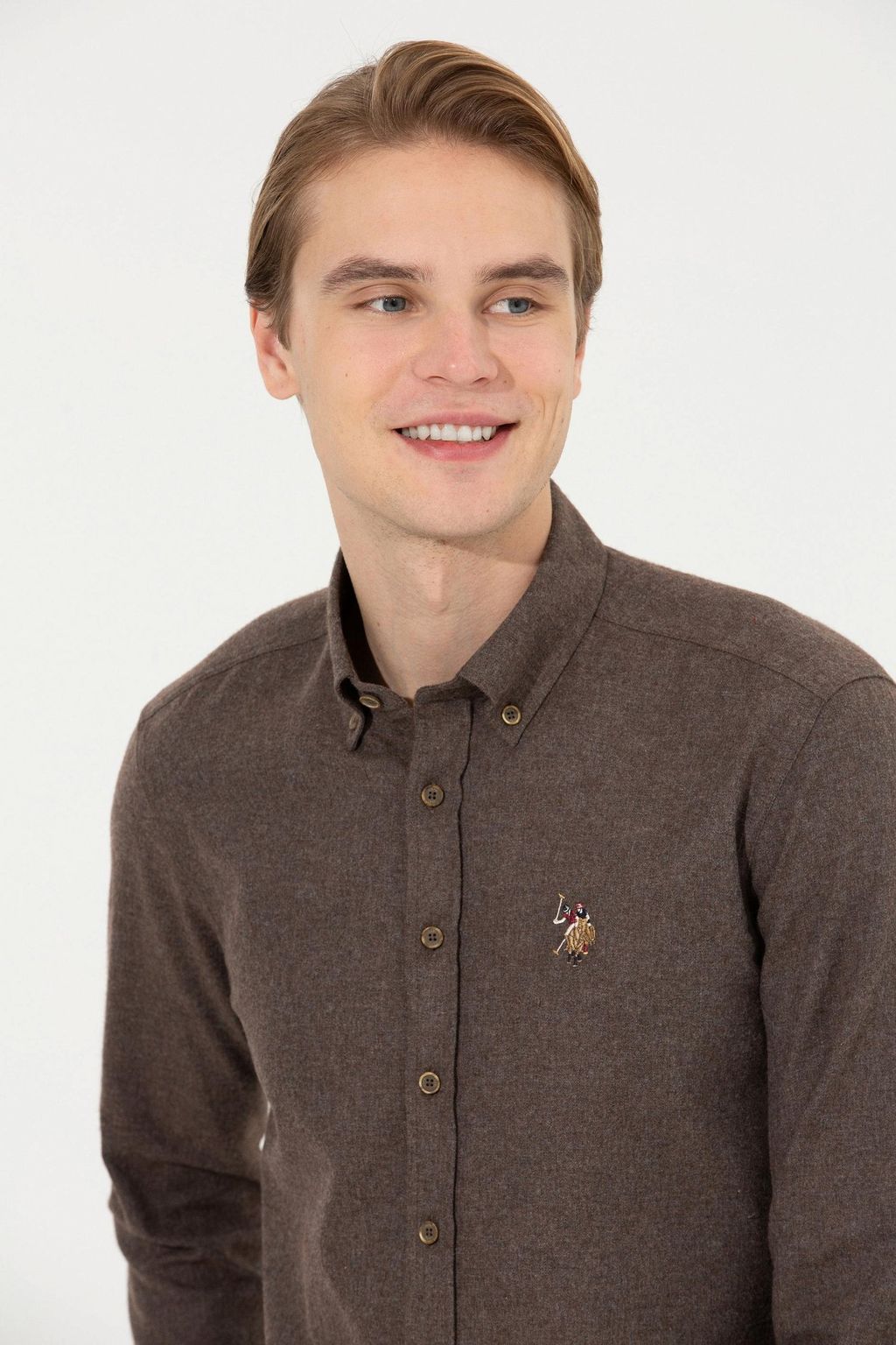 U. S. Polo Assn / Мужская рубашка кокосового цвета Uzunkol Basic - U.s. polo assn фото 2
