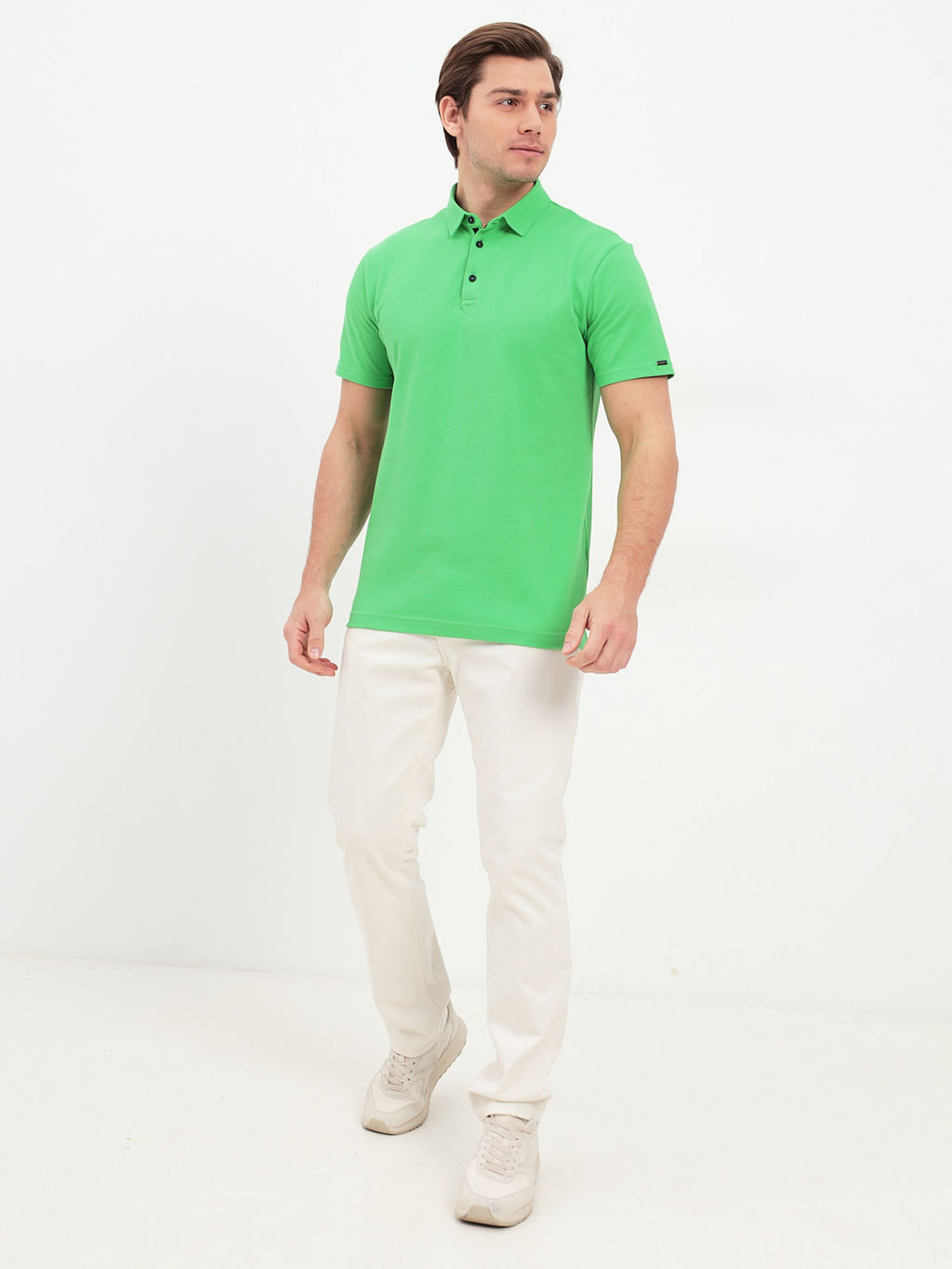 Джемпер мужской с воротником поло короткий рукав GREG G144-PO124T-CTP1083 (зелен.неон)
