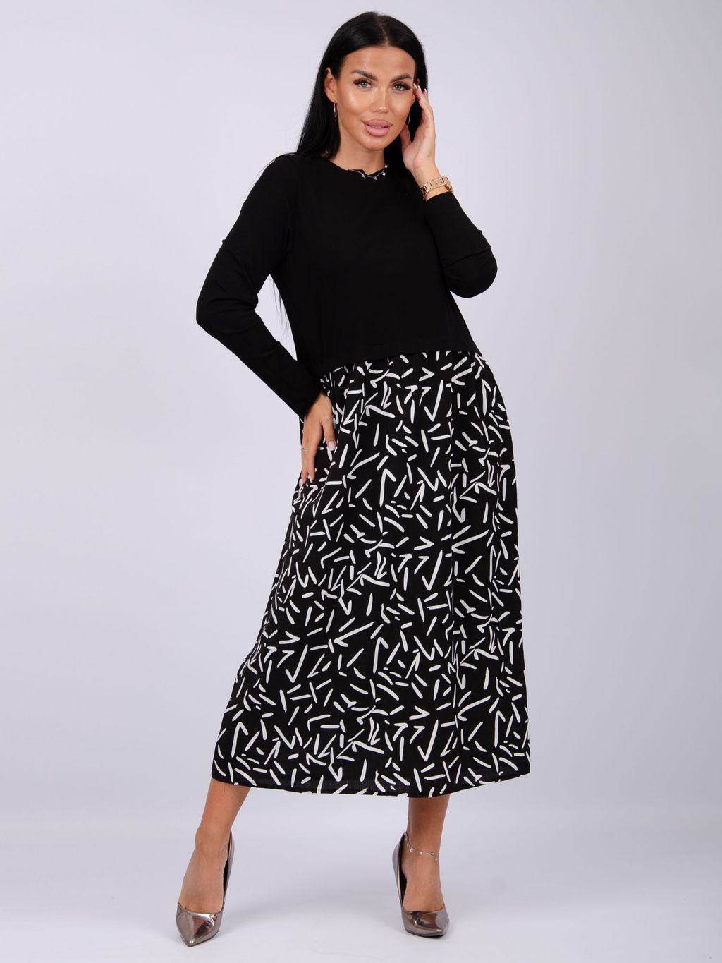 Платье Жаклин, вискоза/кулирка (М) - Малина фото 9