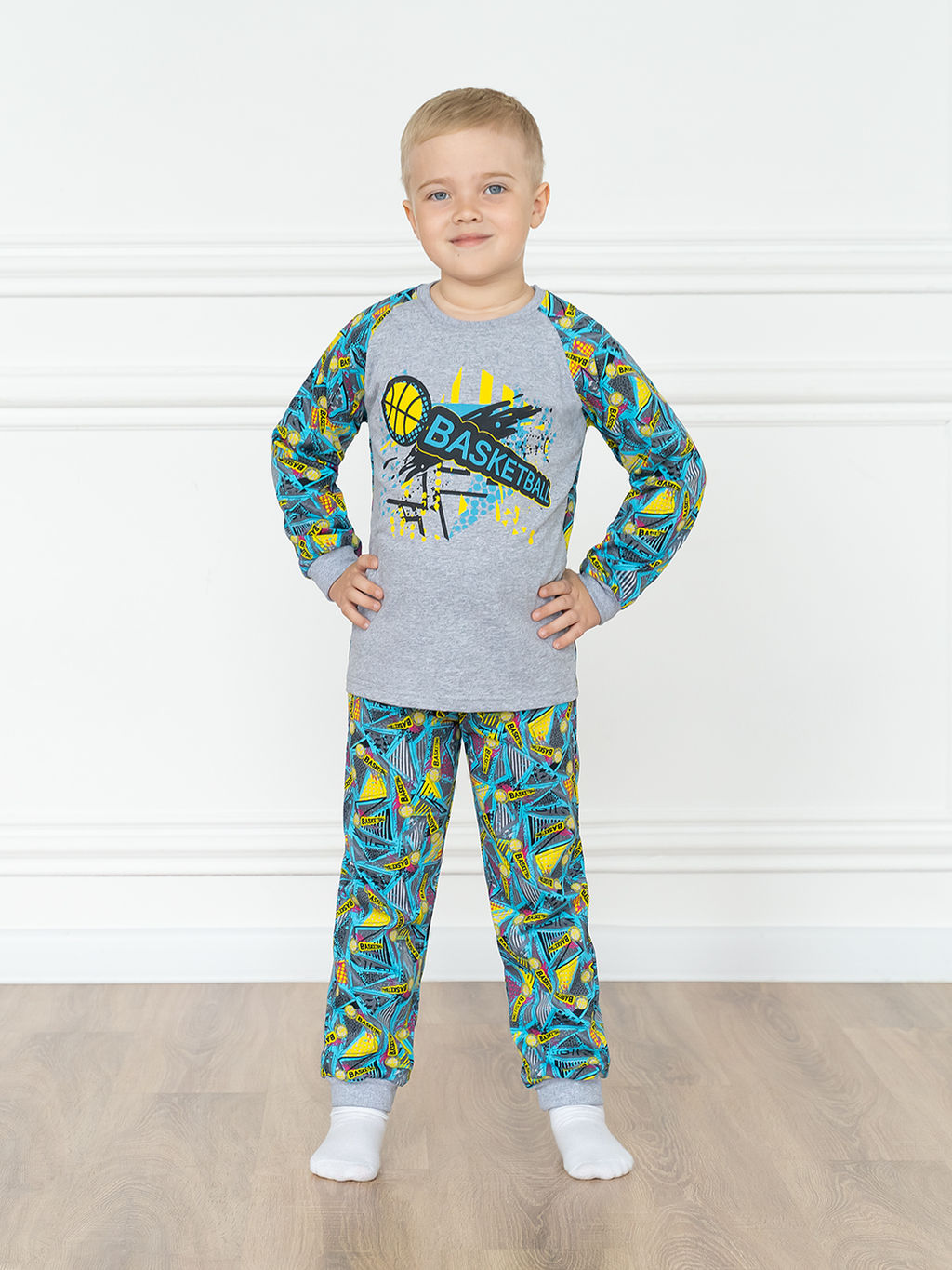 Пижама детская меланж принт баскетбол