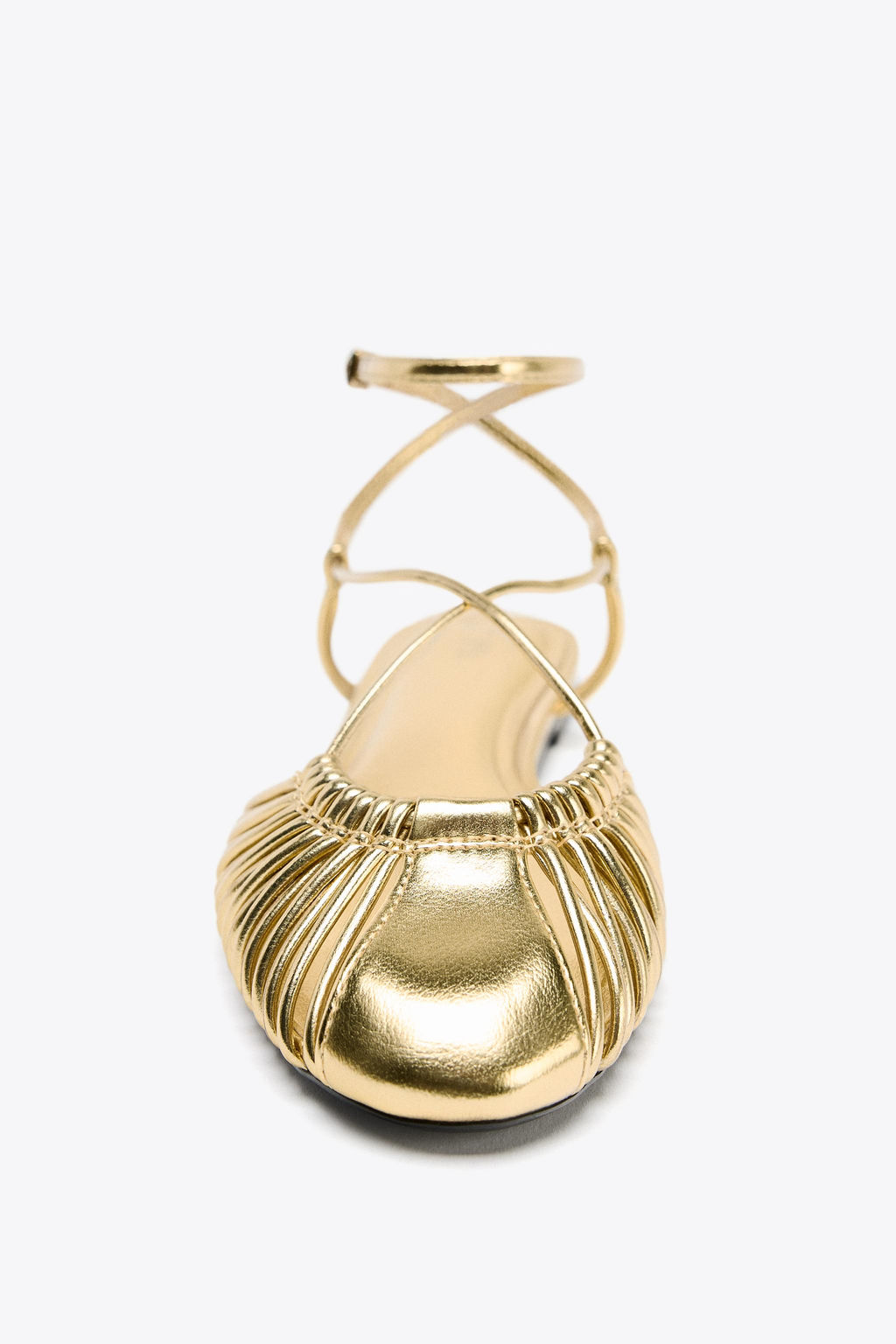 METALLIC-EFFECT STRAPPY CAGE SANDALS