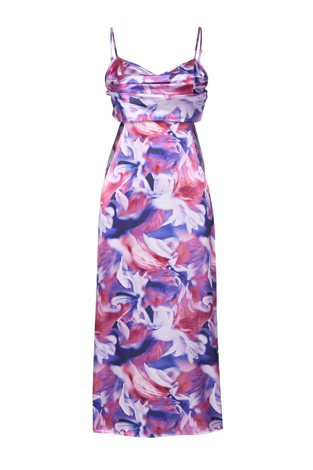 TRENDYOLMILLA Pembe-Cok Renkli Cicek Desenli Dokuma Saten S?k Abiye Elbise TPRSS23EL00305  фото 10