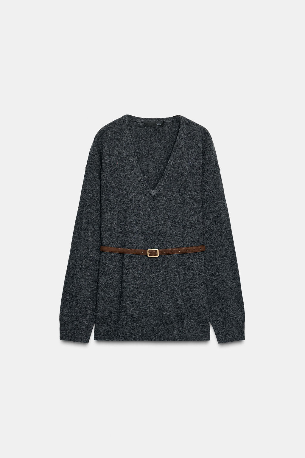 100% WOOL OVERSIZE JUMPER WITH BELT - Zara фото 5