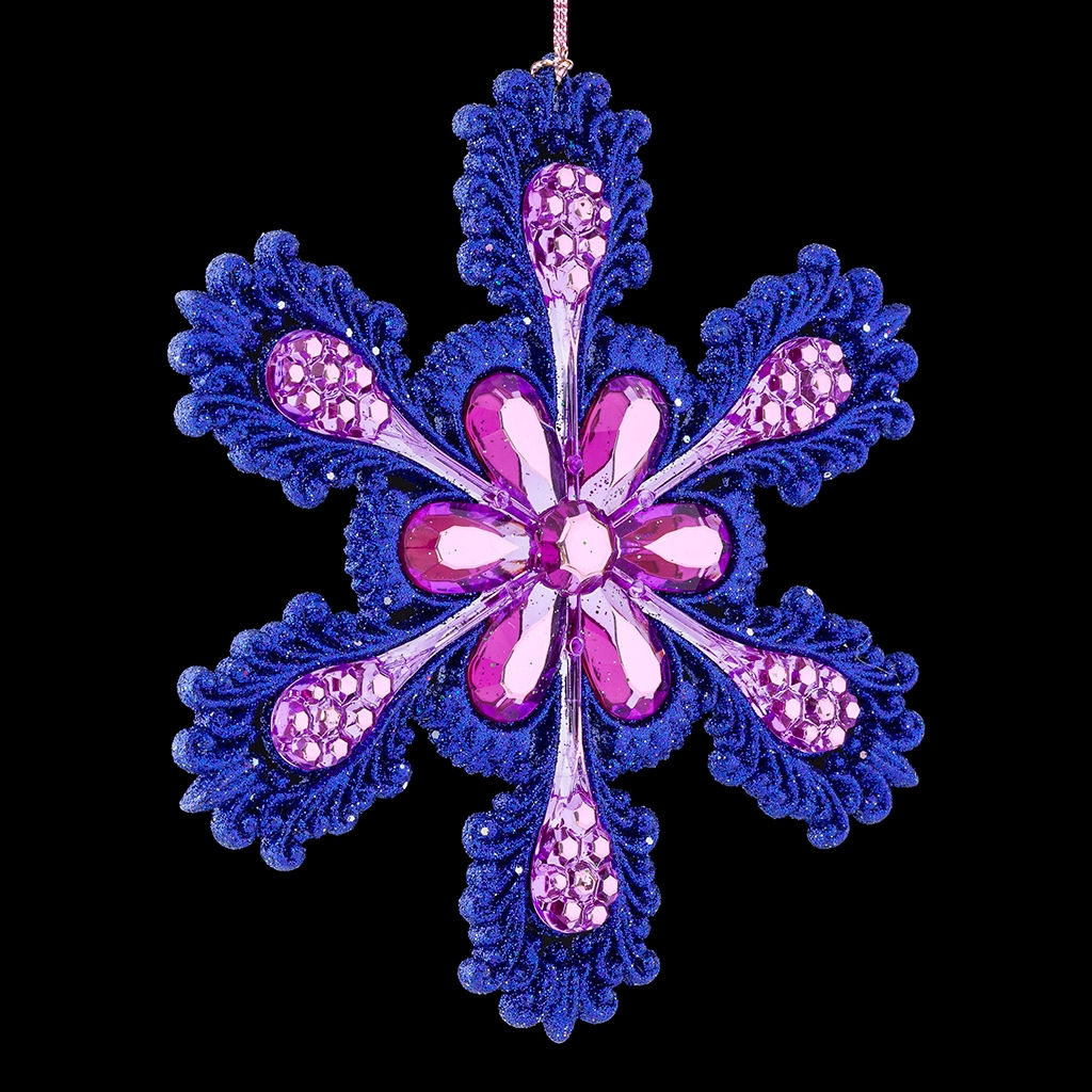 Цена за 1 шт. Украшение ErichKrause Decor Снежинка с окантовкой аметист 13см