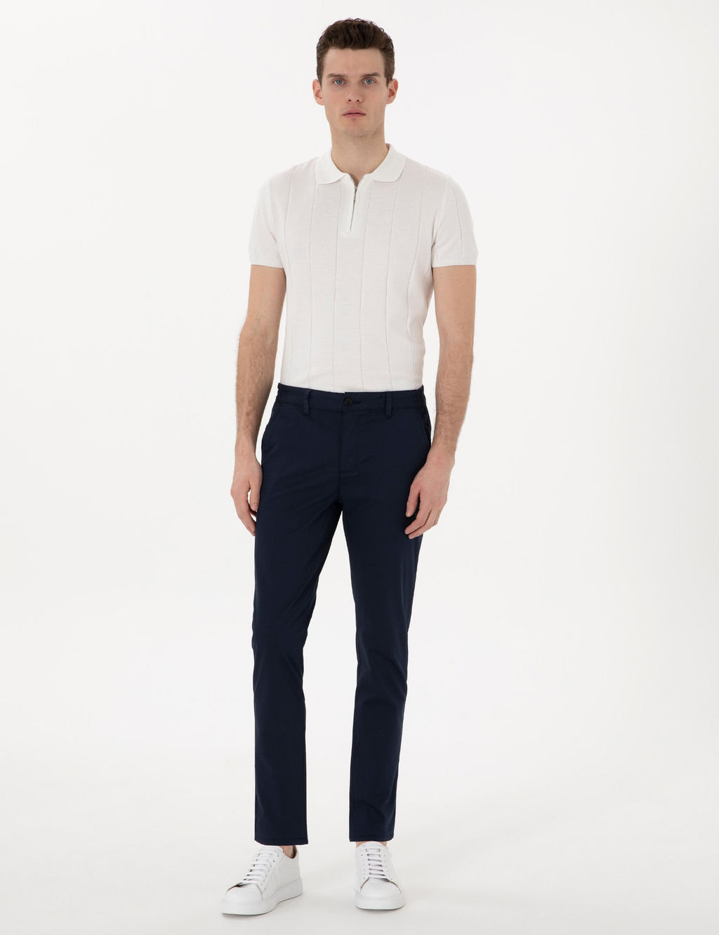 Lacivert Slim Fit Kanvas Pantolon
