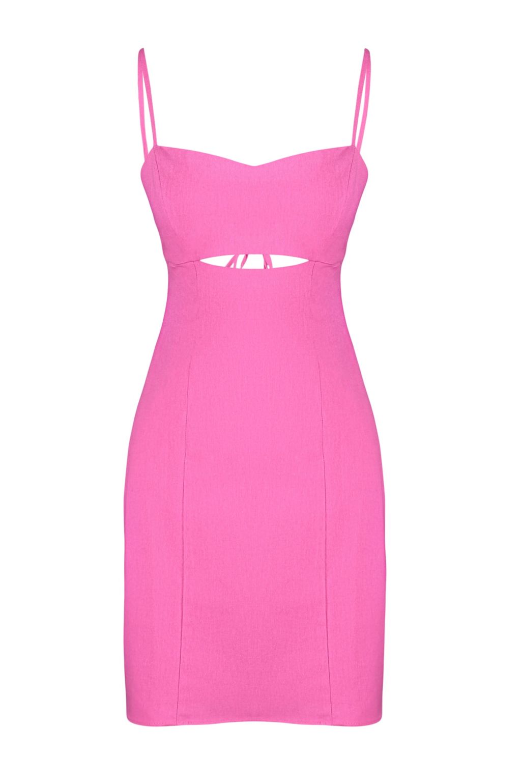 TRENDYOLMILLA Pembe Vucuda Oturan S?rt? Pencere/Cut Out Detay Dokuma Keten Gorunumlu Elbise TWOSS23EL01022  фото 11