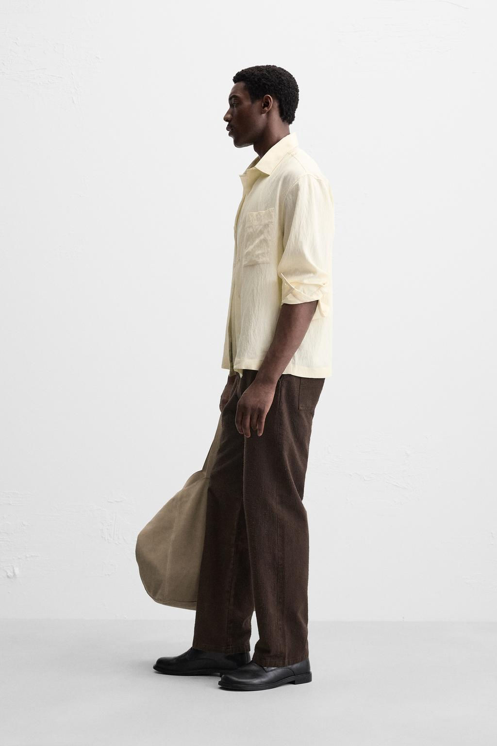 TEXTURED STRAIGHT-LEG TROUSERS - Zara фото 4