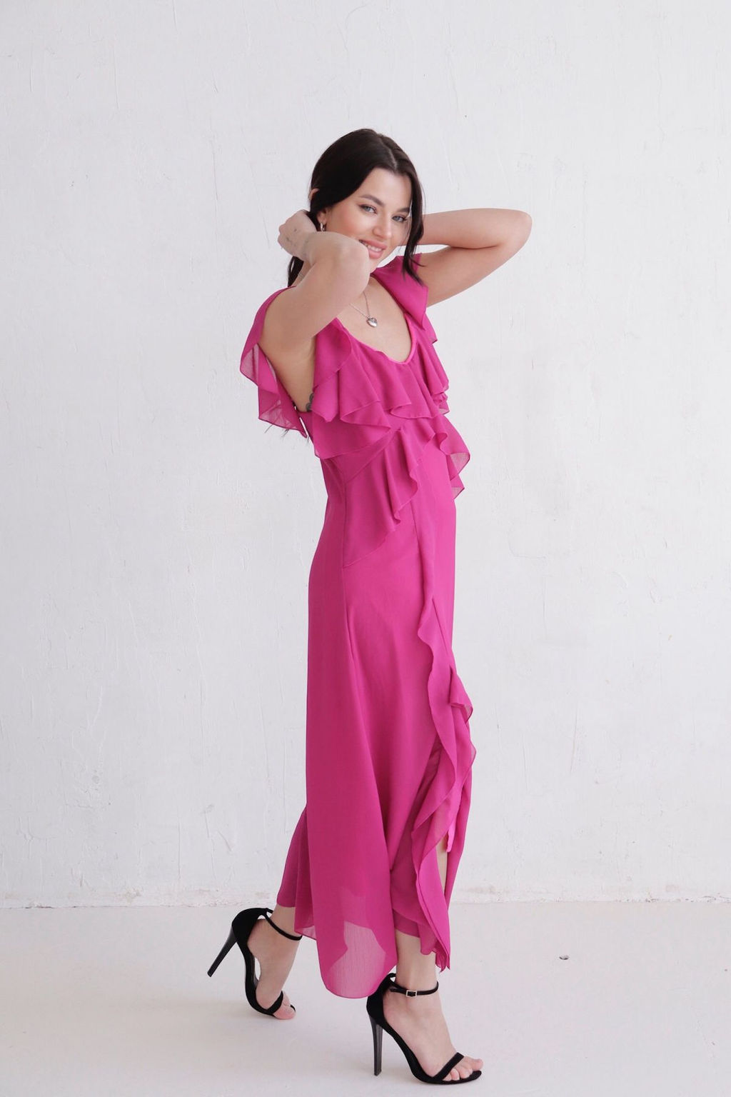 Платье с воланами малиновое - Martichelli фото 10