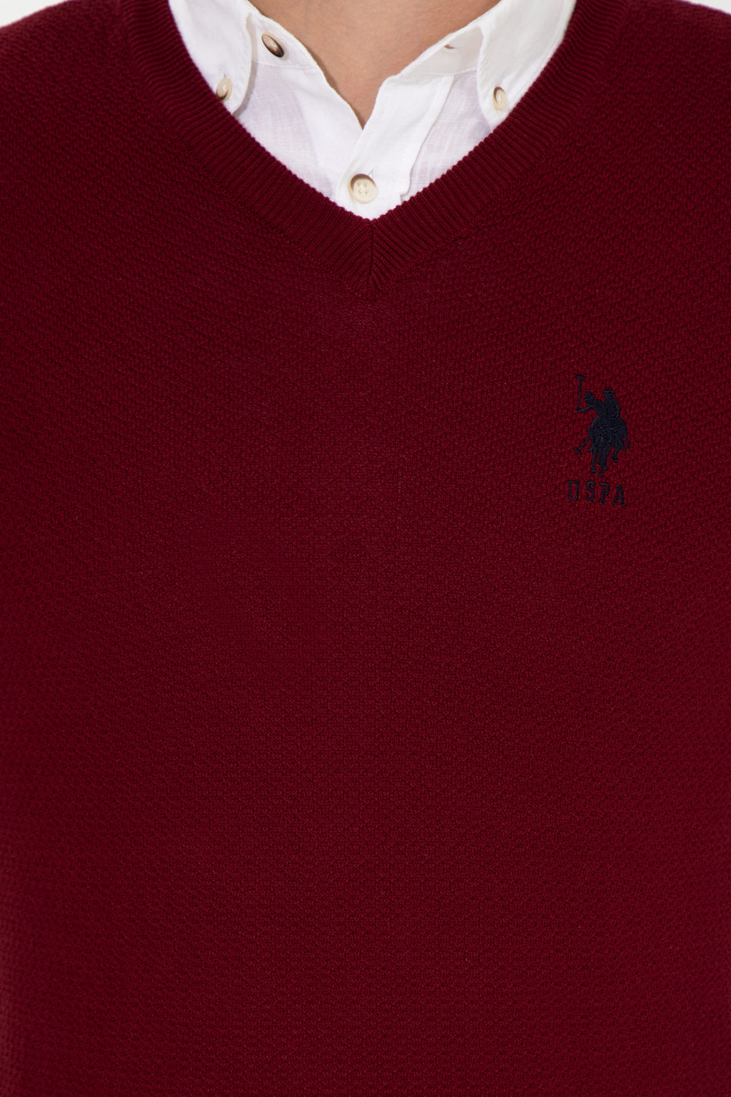 Свитер U.S. Polo Assn мужской бордовый хлопок  фото 18