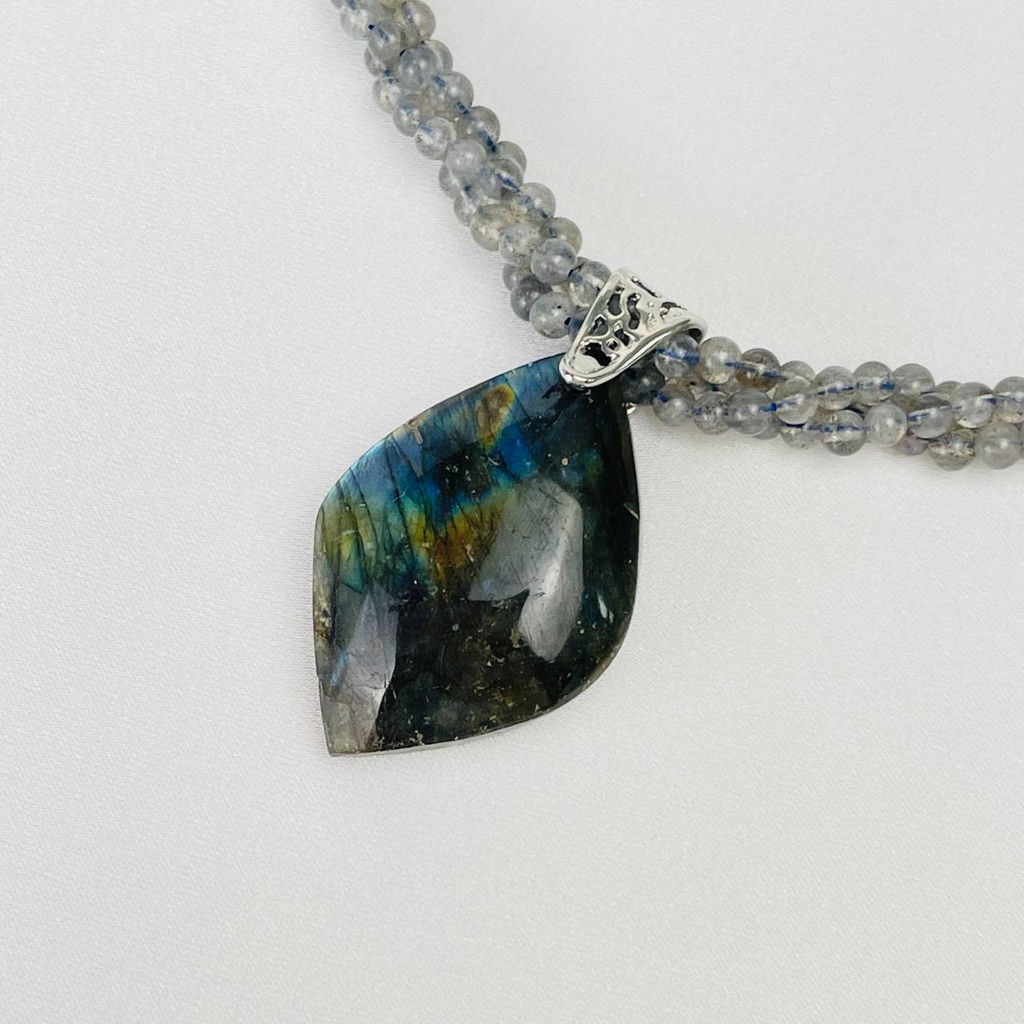 Колье тройное из Лабрадора 46 см +