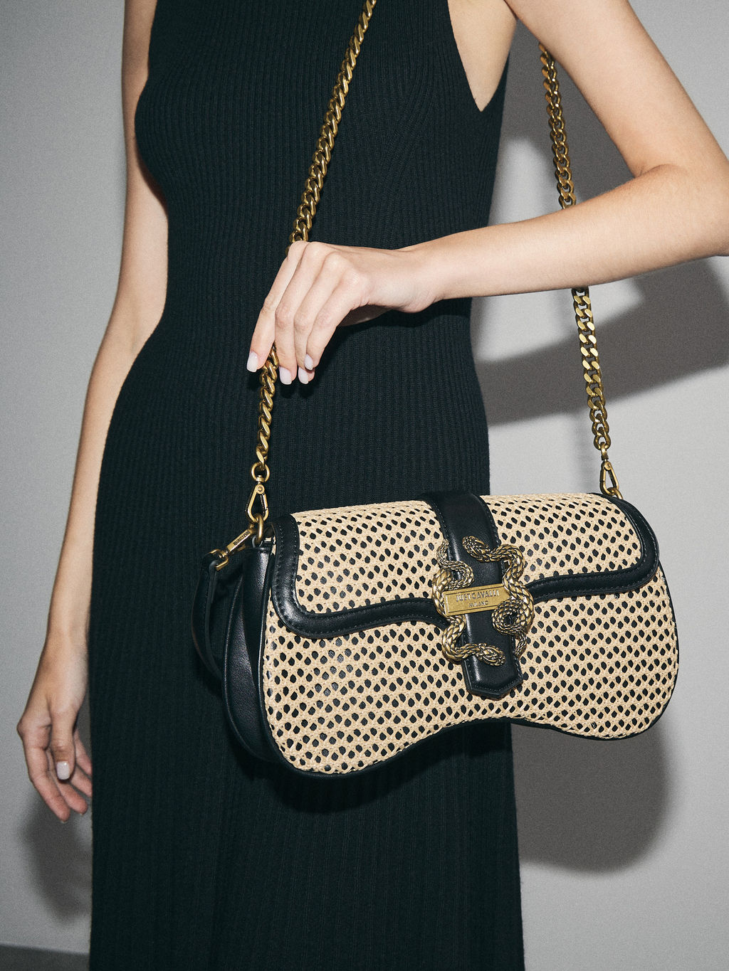 Женская сумка с ручкой JUST CAVALLI ICONIC SNAKES Артикул 4450741, темно-бежевый  фото 5